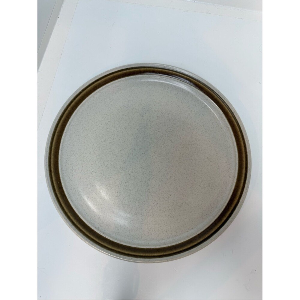 Country Manor J1000 Stoneware  12” Dinner Plate in Taupe with Brown Rim
